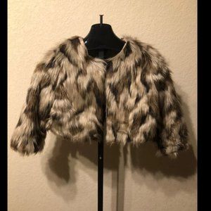 Question faux fur cropped jacket medium
